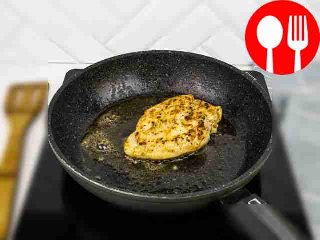 Place chicken fillet in the pan. Add salt and...