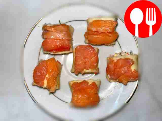 Pancake rolls with crab sticks