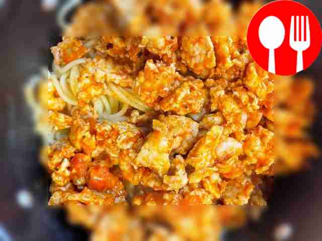 Boil the spaghetti until al dente. Place the...