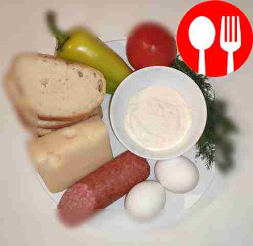 Cut off the cheese and sausage. Prepare...