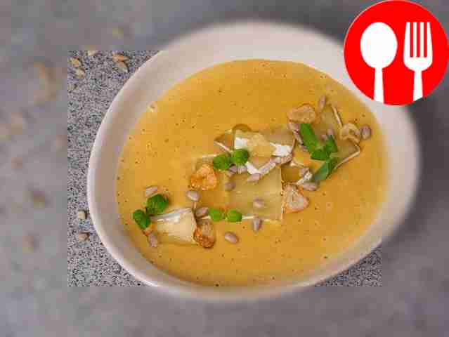 Pumpkin soup with brie
