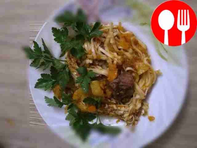 Лапша с индейкой и кабачком