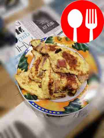 Homemade omelet with bacon