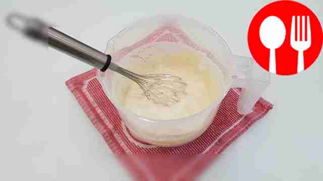 Add flour to the kefir mixture and stir so...