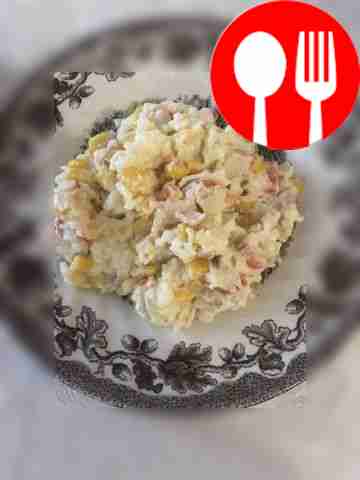 Salad with crab sticks and rice