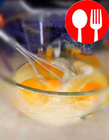 Combine eggs with boiled condensed milk, mix...