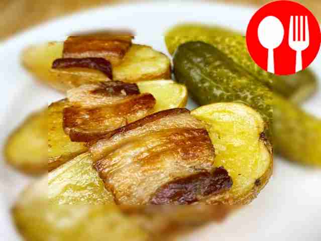 Potatoes with lard in the oven