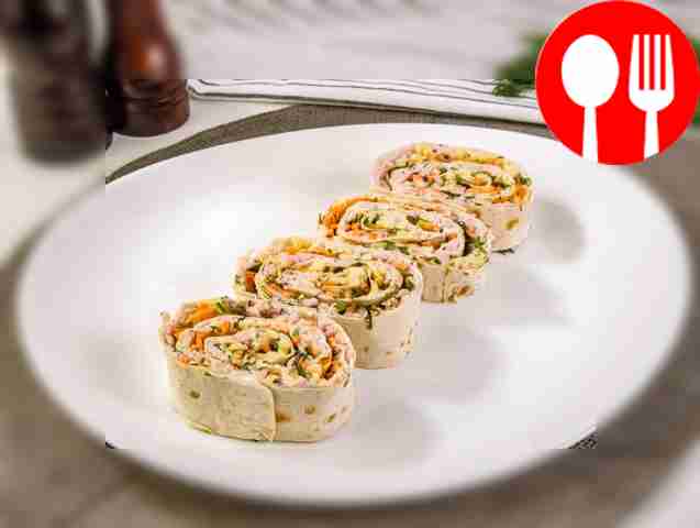 Lavash roll with Korean carrots, ham and cheese