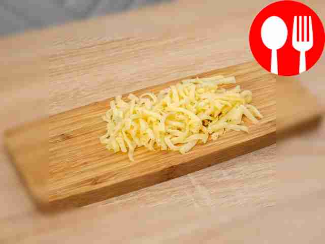 Grate hard cheese and mozzarella on a coarse grater.