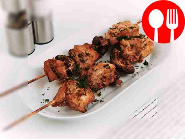 Куриный шашлык с шампиньонами в соевом соусе и зернистой горчице