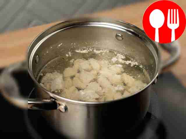 Boil diced turkey fillet in salted water until...