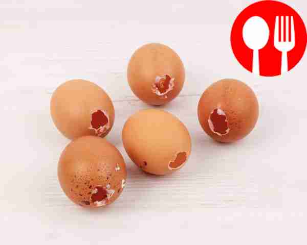 Take chicken eggs and make holes in the shell...