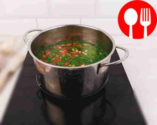 Then add chopped herbs, tomato pieces, canned...