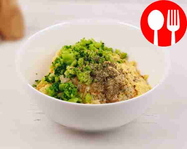 Combine grated peas, onions, finely chopped...