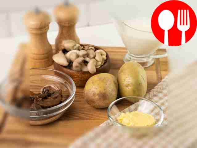 Wash the potatoes. Remove the butter from the...