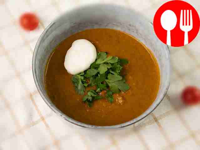 Пюре из красной чечевицы со сметаной