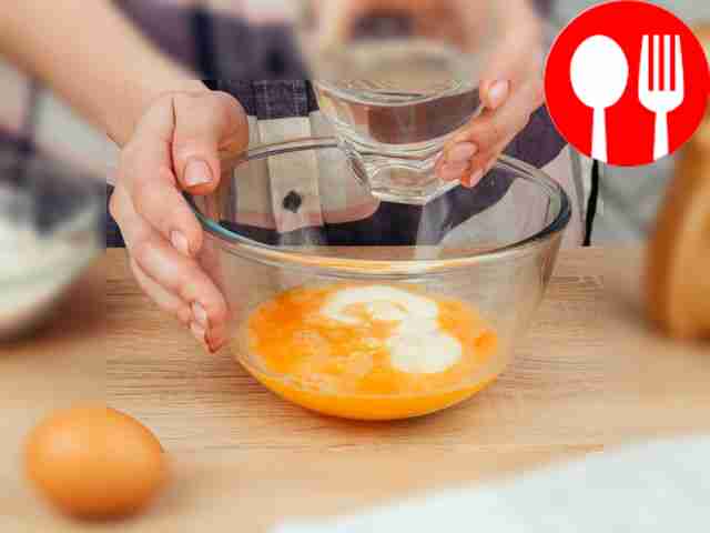 Add mayonnaise and water to the eggs. Beat the...