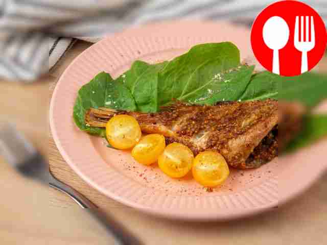 Serve the finished perch on spinach leaves....