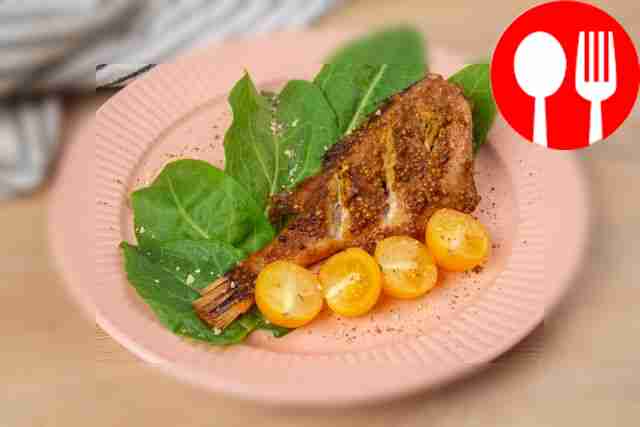 Perch with mustard and soy sauce