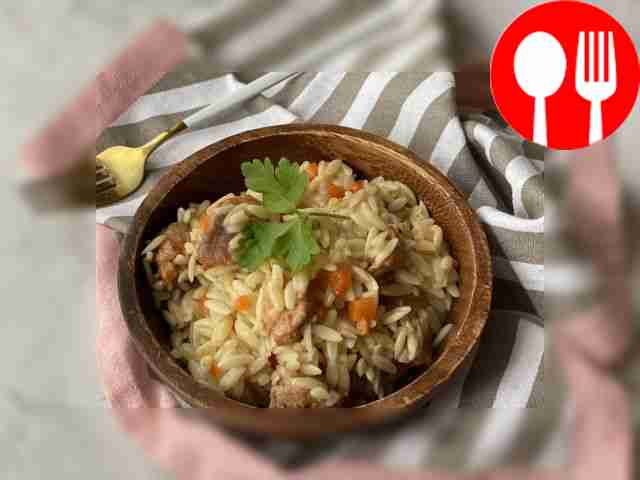 Паста орзо со свининой