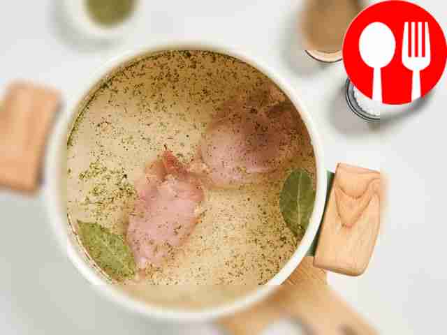 Cook the broth. Place chicken thighs in a...