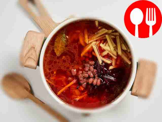 Cook borscht. Place cabbage in a saucepan,...