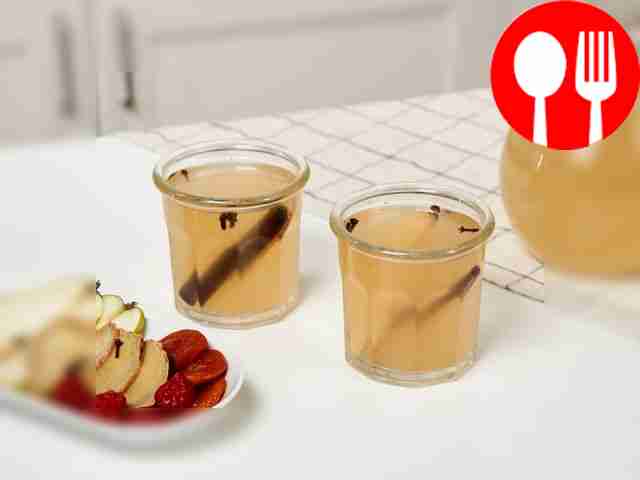 Serve the finished drink hot in thick mulled...