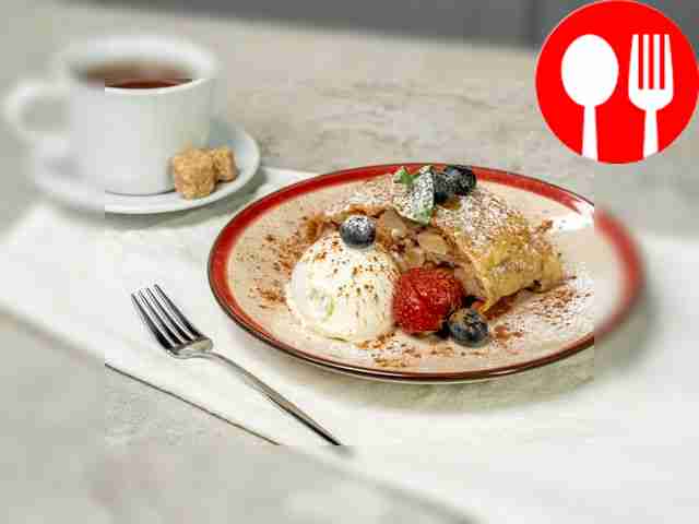 After cooking, cool the strudel slightly, then...