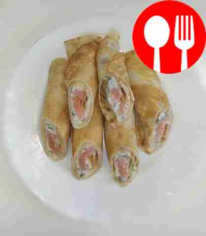 Блины с рикотой и семгой