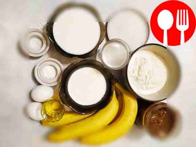 Add bananas and eggs. Open a can of condensed...