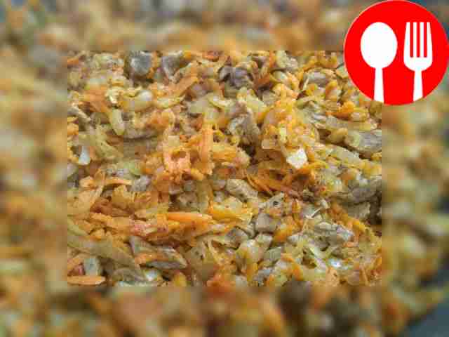 Place the meat in a frying pan with heated oil...