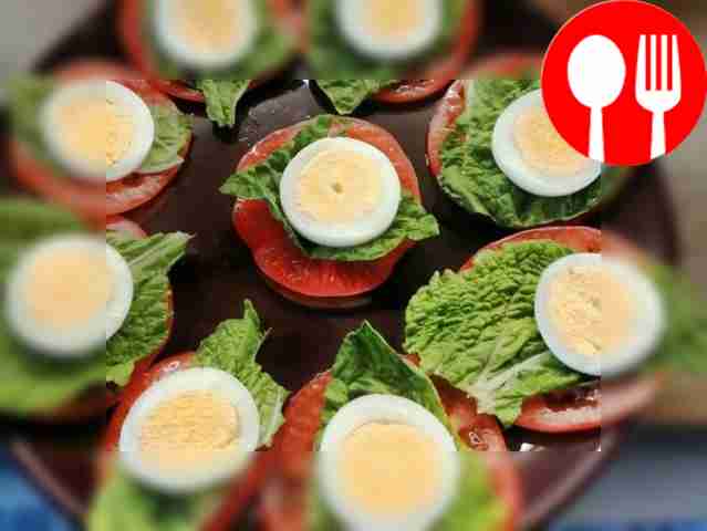 Form the base of the canape: place tomato...