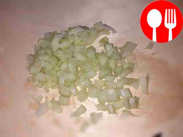 Finely chop the celery stalks.