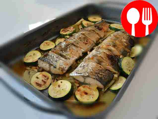 Mackerel with young zucchini
