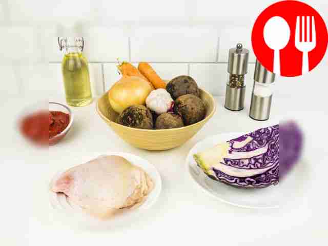 Wash all vegetables, chicken and herbs well....