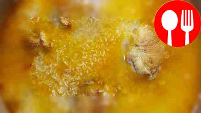 Add enough water to the pan so that its level...