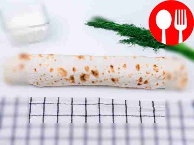 Roll the pita bread into a tube and let it sit...