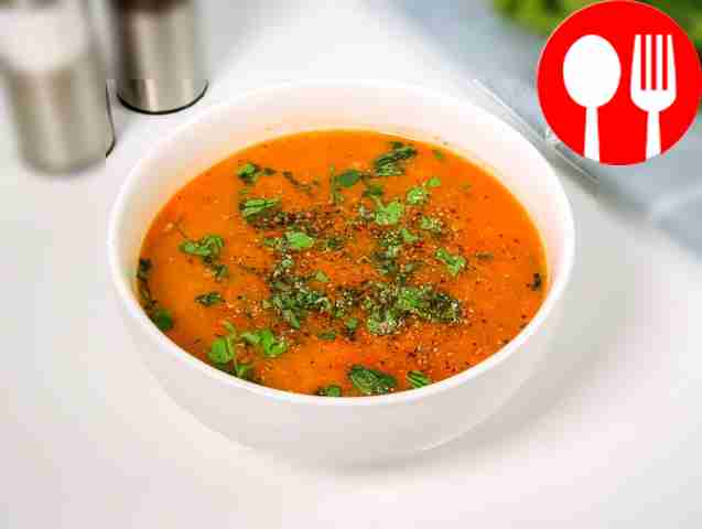 Soup with tomato sprat and rice