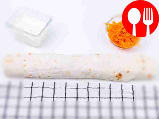 Roll the pita bread into a tube and let it sit...