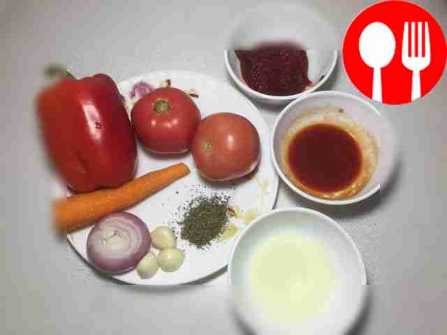 Wash the tomatoes and sweet peppers. Peel the...