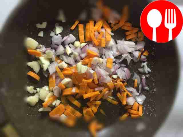 Take a frying pan, heat it a little over high...