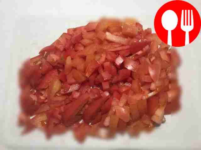 Cut the tomatoes into cubes; you don’t have to...