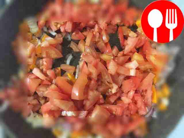 Place the tomatoes in the pan where the...