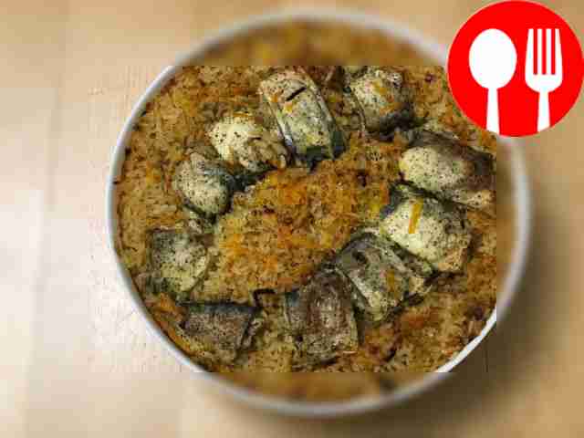 Запеченная скумбрия с длиннозерным рисом