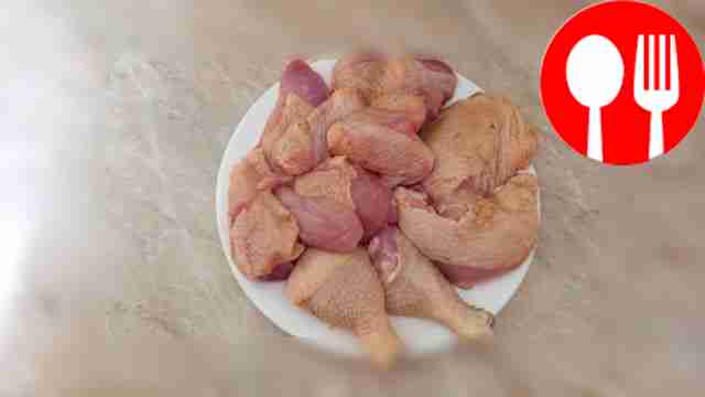 Cut the chicken into portions. Cut along the...