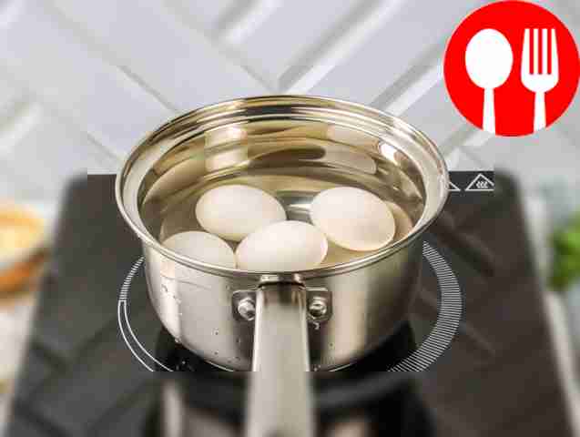 Boil chicken eggs hard for 10 minutes, cool...