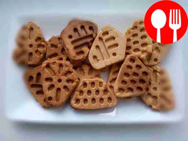 Homemade cookies in a waffle iron