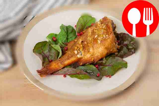 Perch in ginger-mustard marinade in the oven