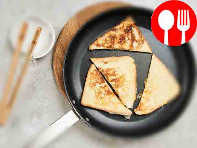 Prepare some toast. Heat a frying pan by...