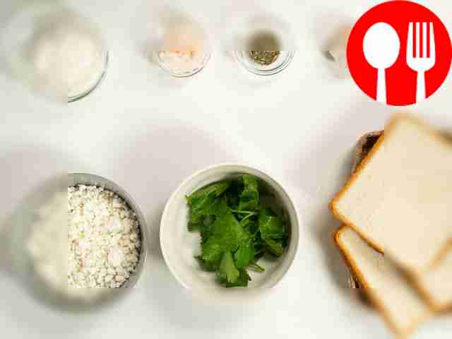 Cut the bread slices diagonally to form equal...